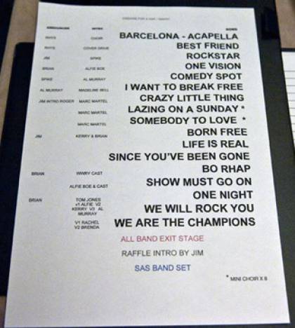 Setlist - Brian May - 03.09.2012 London, UK - Freddie For A Day - Freddie's 66th birthday party