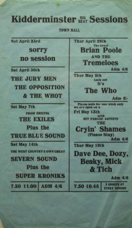 Flyer/ad - The Opposition in Kidderminster on 30.04.1966