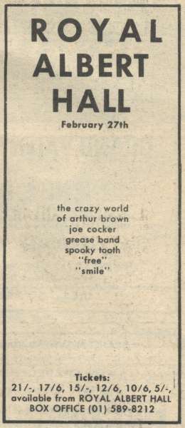Flyer/ad - Smile in London on 27.02.1969
