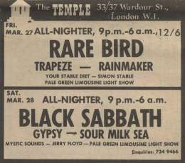 Flyer/ad - Sour Milk Sea in London on 28.03.1970