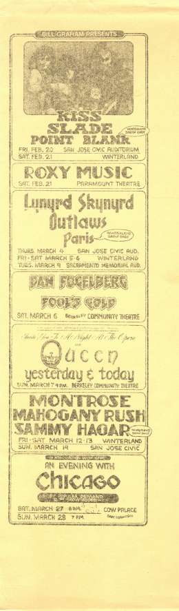 Flyer/ad - Queen in Berkeley on 07.03.1976 - Randy Tuten's flyer