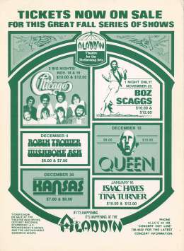 Flyer/ad - Queen in Las Vegas on 15.12.1977