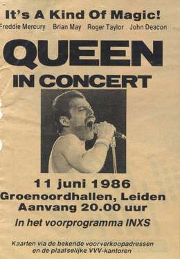 Flyer/ad - Queen newspaper ad for the Leiden gig on 11.06.1986