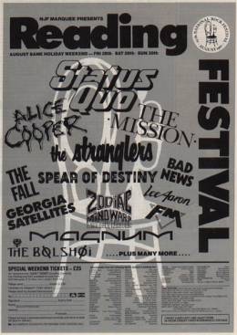 Flyer/ad - Bad News in Reading on 29.8.1987 (with Brian)