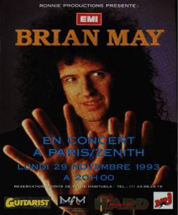 Flyer/ad - Brian May in Paris on 29.11.1993