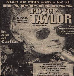 Flyer/ad - Roger Taylor in Valetta on 24.1.1995