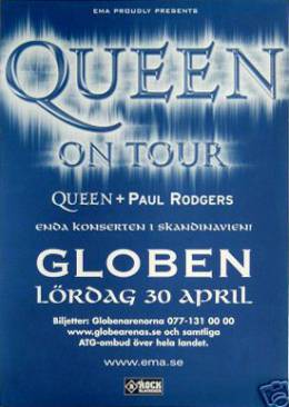 Flyer/ad - Queen + Paul Rodgers in Stockholm on 30.4.2005