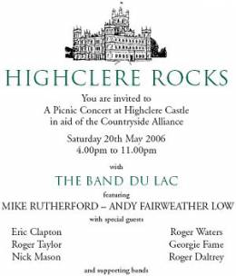 Flyer/ad - Roger Taylor with Band Du Lac at Highclere Castle on 20.5.2006