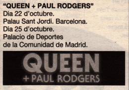 Flyer/ad - Queen + Paul Rodgers in Barcelona on 22.10.2008