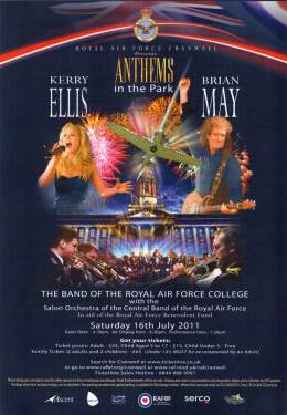 Flyer/ad - Brian May with Kerry Ellis at RAF Cranwell on 16.07.2011