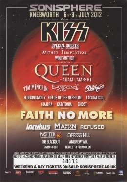 Flyer/ad - Queen with Adam Lambert - cancelled Sonisphere festival on 07.07.2012