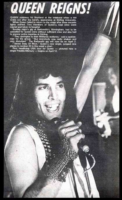 Newspaper review: Queen live at the University, Stirling, UK [16.03.1974]