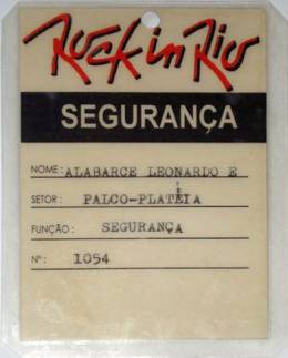 Rock In Rio - January 1985 security pass