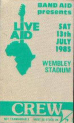 Live Aid crew pass