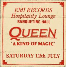 EMI afterparty pass for the Wembley 12.07.1986 concert