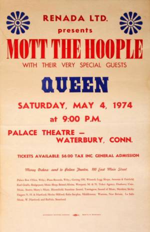 Poster - Queen in Waterbury on 04.05.1974