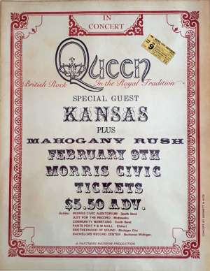 Poster - Queen in South Bend on 09.02.1975
