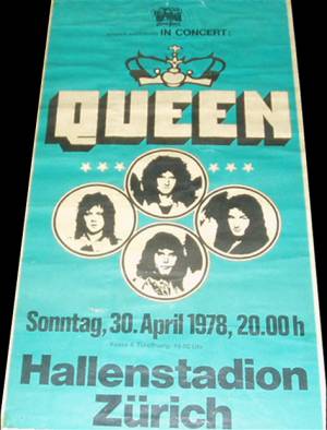 Poster - Queen in Zürich on 30.04.1978