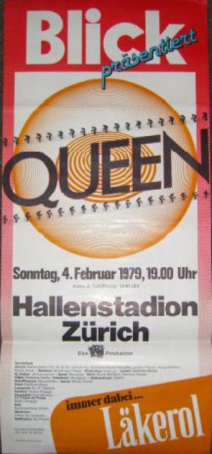 Poster - Queen in Zürich on 04.02.1979