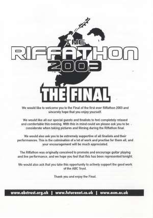 Riffathon 2003 - The Final - programme