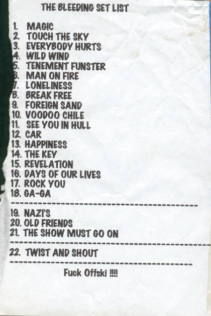 Setlist - Roger Taylor - 30.11.1994 Bristol, UK