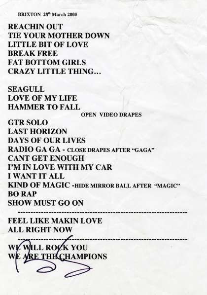Setlist - Queen + Paul Rodgers - 28.03.2005 London, UK