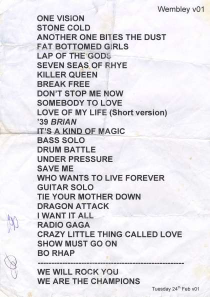 Setlist - Queen + Adam Lambert - 24.02.2015 London, UK
