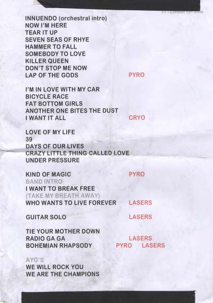 Setlist - Queen + Adam Lambert - 15.06.2022 London, UK