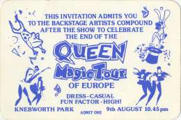 Invite to the Magic Tour end-of-tour afterparty (Knebworth Park, UK)