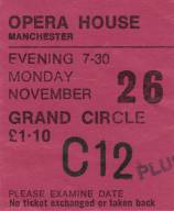 Ticket stub - Queen live at the Opera House, Manchester, UK [26.11.1973]