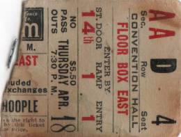 Ticket stub - Queen live at the Kiel Auditorium, St. Louis, MO, USA [18.04.1974]