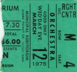 Ticket stub - Queen live at the Municipal Auditorium, Atlanta, GA, USA [12.03.1975]