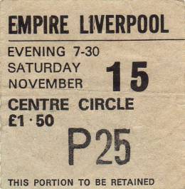 Ticket stub - Queen live at the Empire Theatre, Liverpool, UK [15.11.1975]