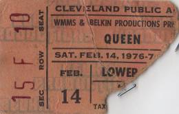 Ticket stub - Queen live at the Public Hall, Cleveland, OH, USA [14.02.1976]
