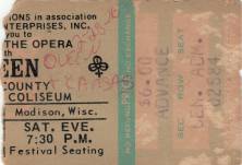 Ticket stub - Queen live at the Dane County Coliseum, Madison, WI, USA [28.02.1976]