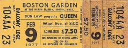 Ticket stub - Queen live at the Garden, Boston, MA, USA [09.02.1977]