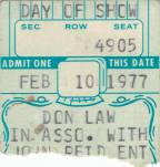 Ticket stub - Queen live at the Civic Centre, Providence, RI, USA [10.02.1977]