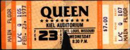 Ticket stub - Queen live at the Kiel Auditorium, St. Louis, MO, USA [23.02.1977]