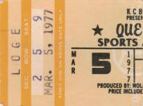 Ticket stub - Queen live at the Sports Arena, San Diego, CA, USA [05.03.1977]