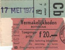 Ticket stub - Queen live at the Ahoy Hall, Rotterdam, The Netherlands [17.05.1977]