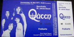 Ticket stub - Queen live at the Sporthalle, Basel, Switzerland [19.05.1977]