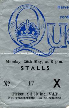 Ticket stub - Queen live at the Apollo Theatre, Glasgow, UK [30.05.1977]