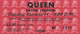 Ticket stub - Queen live at the PNE Coliseum, Vancouver, Canada [14.12.1978]