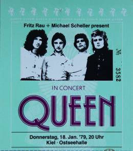 Ticket stub - Queen live at the Ostseehalle, Kiel, Germany [18.01.1979]