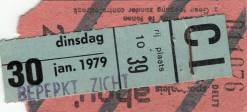 Ticket stub - Queen live at the Ahoy Hall, Rotterdam, The Netherlands [30.01.1979]
