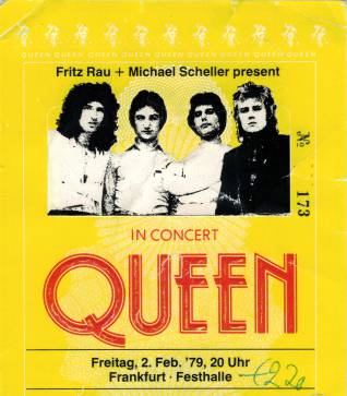 Ticket stub - Queen live at the Festhalle, Frankfurt, Germany [02.02.1979]
