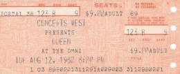 Ticket stub - Queen live at the Omni, Atlanta, GA, USA [12.08.1980]