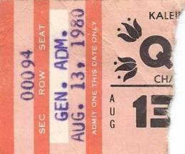 Ticket stub - Queen live at the Coliseum, Charlotte, NC, USA [13.08.1980]