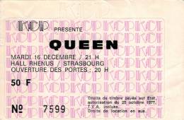 Ticket stub - Queen live at the Hall Rhénus, Strasbourg, France [16.12.1980]
