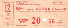 Ticket stub - Queen live at the Stadthalle, Vienna, Austria [12.05.1982]